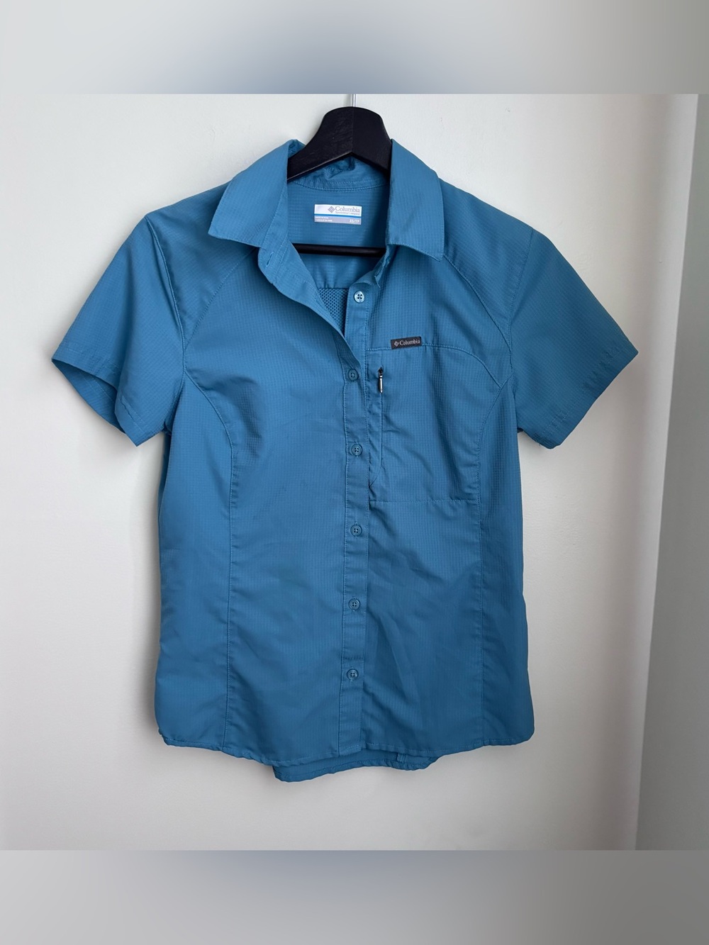 Columbia fishing outdoors hiking short sleeve with sleeve vents size xs teal